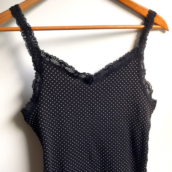 L.e.i. Y2K polka Dot Cami Tank Lace Straps Trim L - Picture 3 of 10